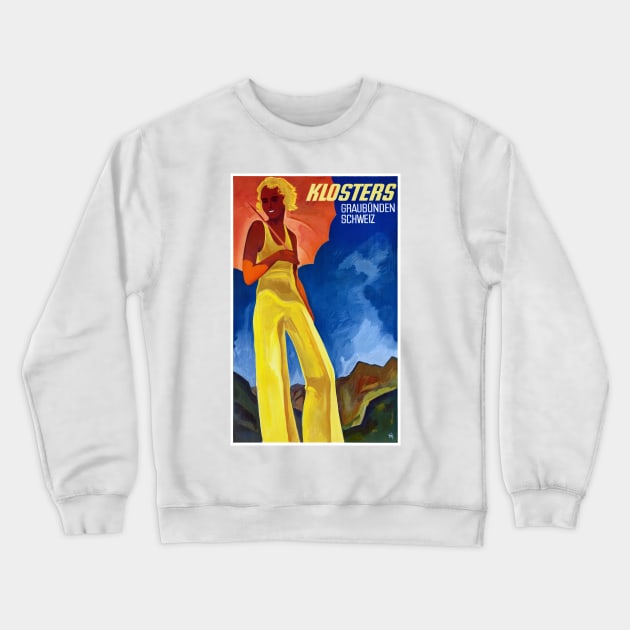 Vintage Travel Poster Switzerland Graubünden Crewneck Sweatshirt by vintagetreasure